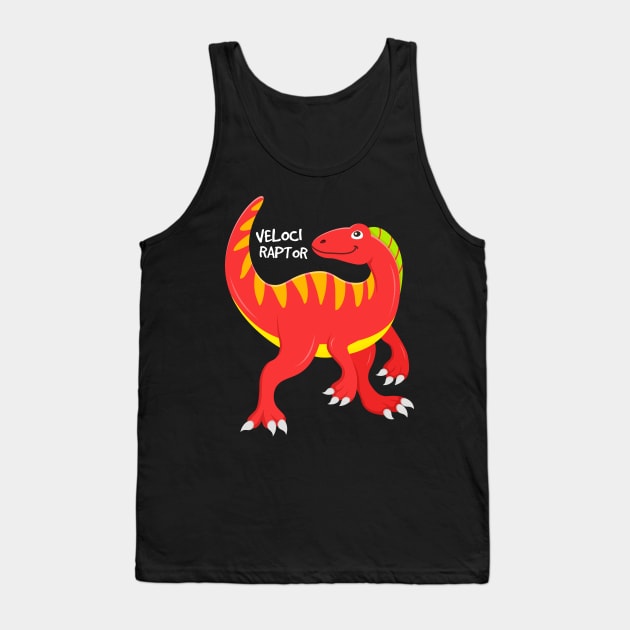 Velociraptor Dino Boys Girls Red Dinosaur Tank Top by samshirts